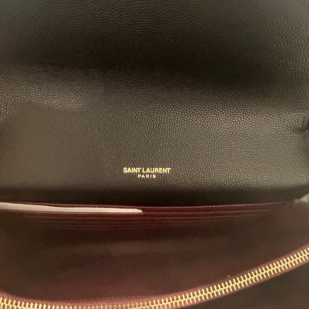 New Saint Laurent Cassandra YSL Wallet on Chain Grained Black Leather Crossbody - Picture 8 of 10
